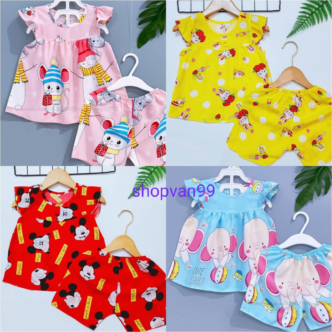 MIỄN PHÍ VẬN CHUYỂN bộ tole lanh bé gái ngắn giao nhiều màu họa tiết không trùng