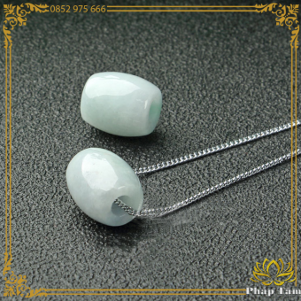 Mặt Dây Chuyền Lu Thống Ngọc Lục Bảo Trắng Vân Xám Xanh Cao Cấp - Pháp Tâm