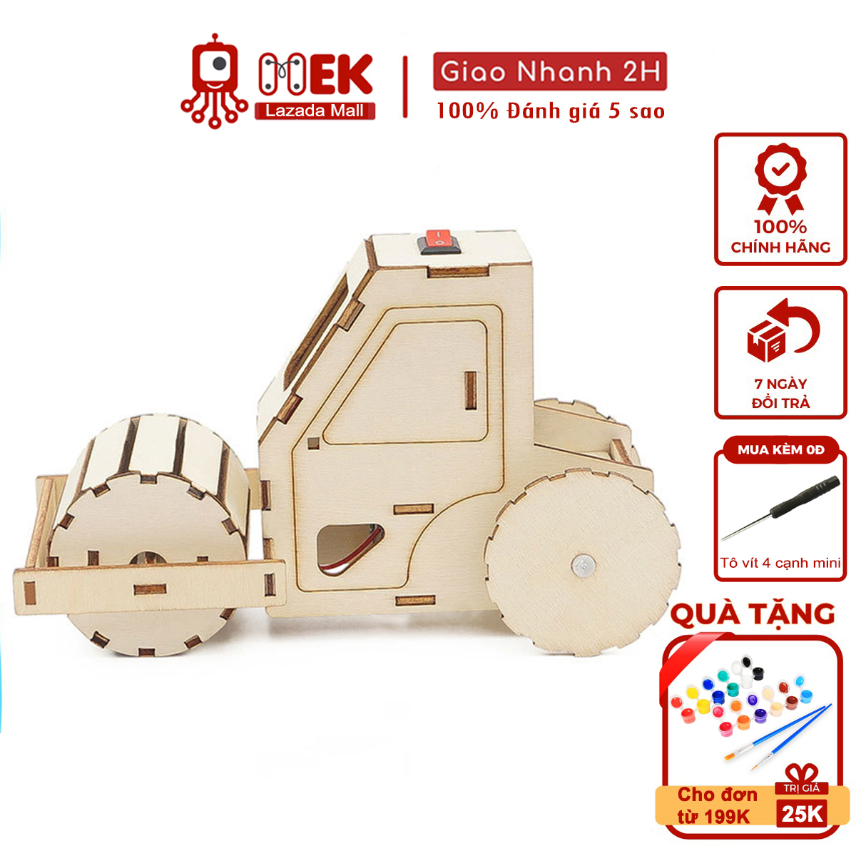 Đồ chơi thông minh, sáng tạo stem bộ lắp ráp mô hình xe lu chạy bằng động cơ điện c-38 cho bé, đồ chơi trẻ em diy giáo dục stem, steam