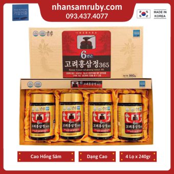 CAO HỒNG SÂM 365 HÀN QUỐC CHÍNH HÃNG HỘP 4 LỌ x 240Gr