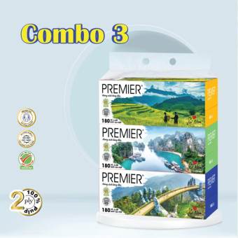 Khăn giấy lụa hộp Premier 180 tờ - combo 3 hộp