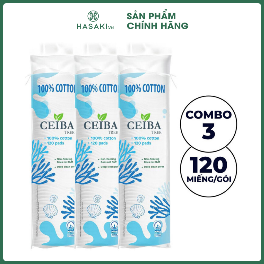 Bông Tẩy Trang Ceiba 100% Chất Liệu Cotton 120 Miếng | Hasaki | Sản phẩm chính hãng