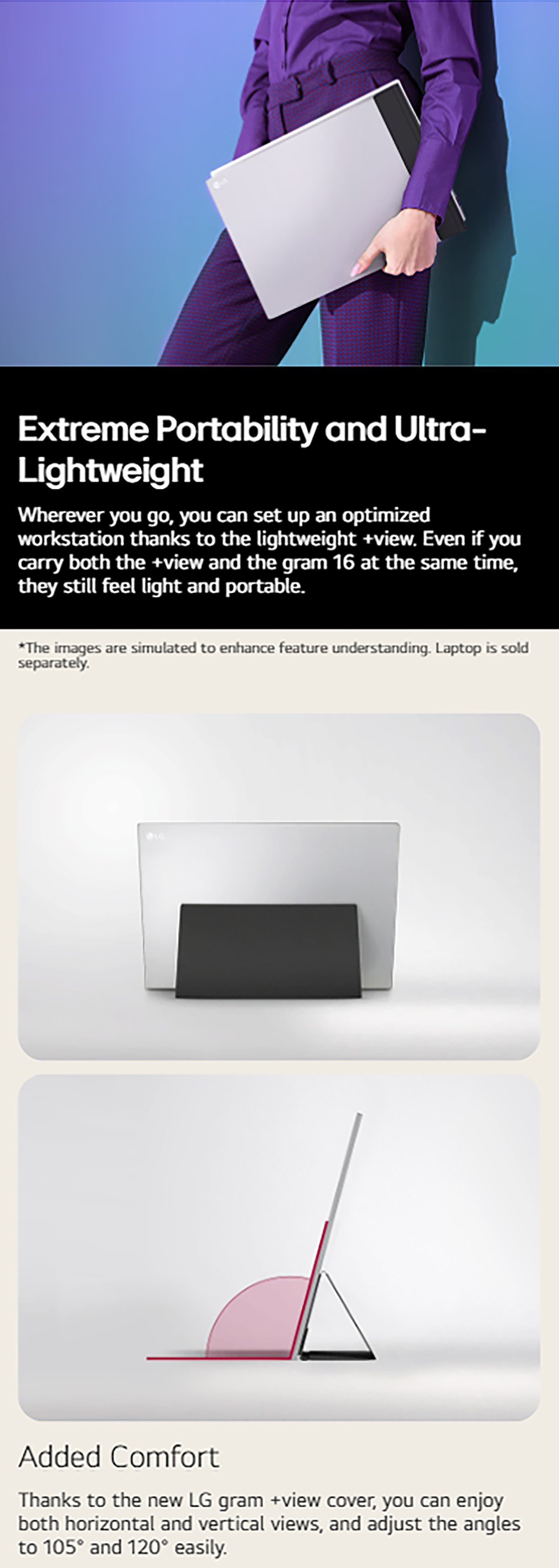 [Pre-Order] LG 16MR70.ASDA3 Gram +view WQXGA (2560 x 1600) Portable IPS Display | Folio Cover/Stand | Lightweight (670g) · v4