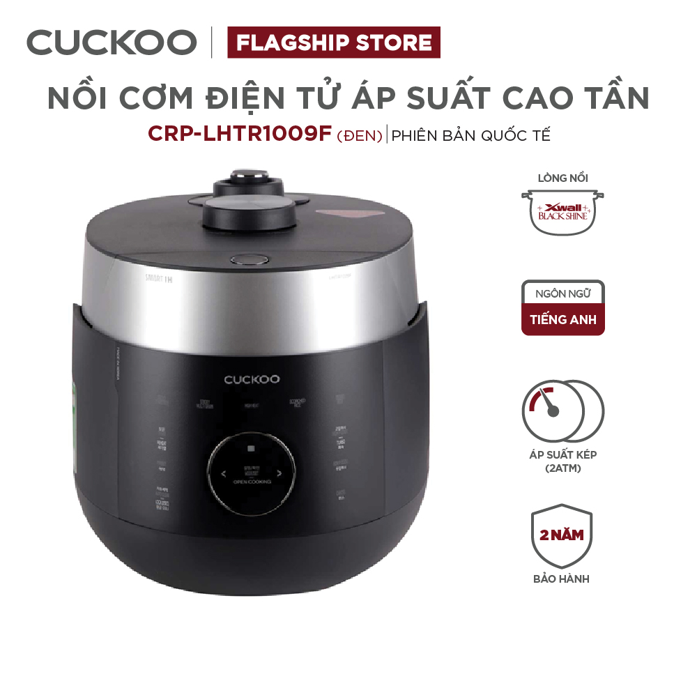 Nồi cơm điện tử áp suất cao tần Cuckoo 1.8 lít CRP-LHTR1009F màu trắng/đen - Áp suất kép - Bảng điều khiển thông minh - Nhiều chế độ nấu ăn - Sản xuất tại Hàn Quốc - Phiên bản Quốc t