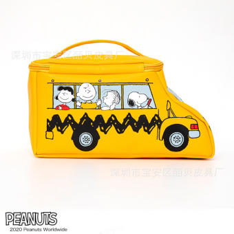 🧚👝 Japan Miscellaneous Appendix Cartoon Cute Snoopy School Bus Shape Multifunctional Handbag Pu Makeup Desktop Storage Bag
