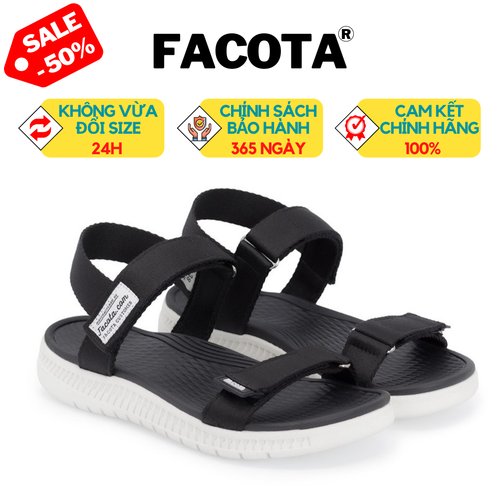 [FACOTA CHÍNH HÃNG] Giày Dép Sandals Facota Nữ Đen Đế Trắng AN02 - Sandal Êm Nhẹ Đẹp