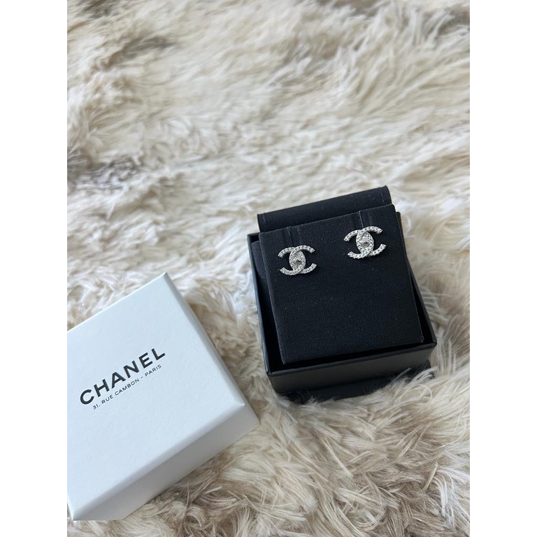 Chanel CC Crystal Medium Stud Earrings Chanel  TLC