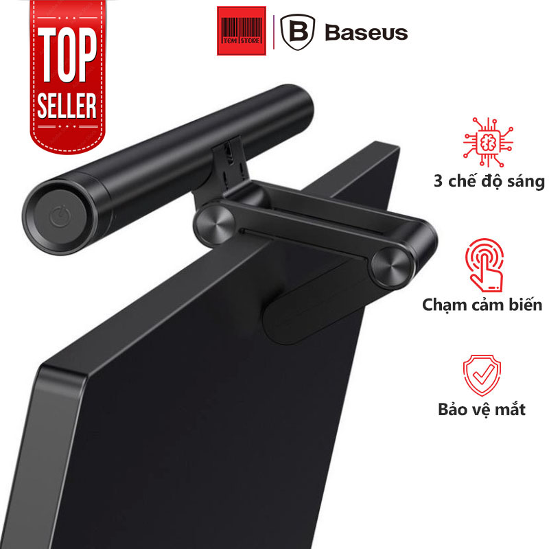 Đèn treo màn hình bảo vệ mắt Baseus i-Work Series (3 Light Mode, USB Stepless Dimming Screen Hanging Light, New Model), đèn dùng cho màn hình máy tính chống cận, chống mỏi mắt có 3 chế độ sáng