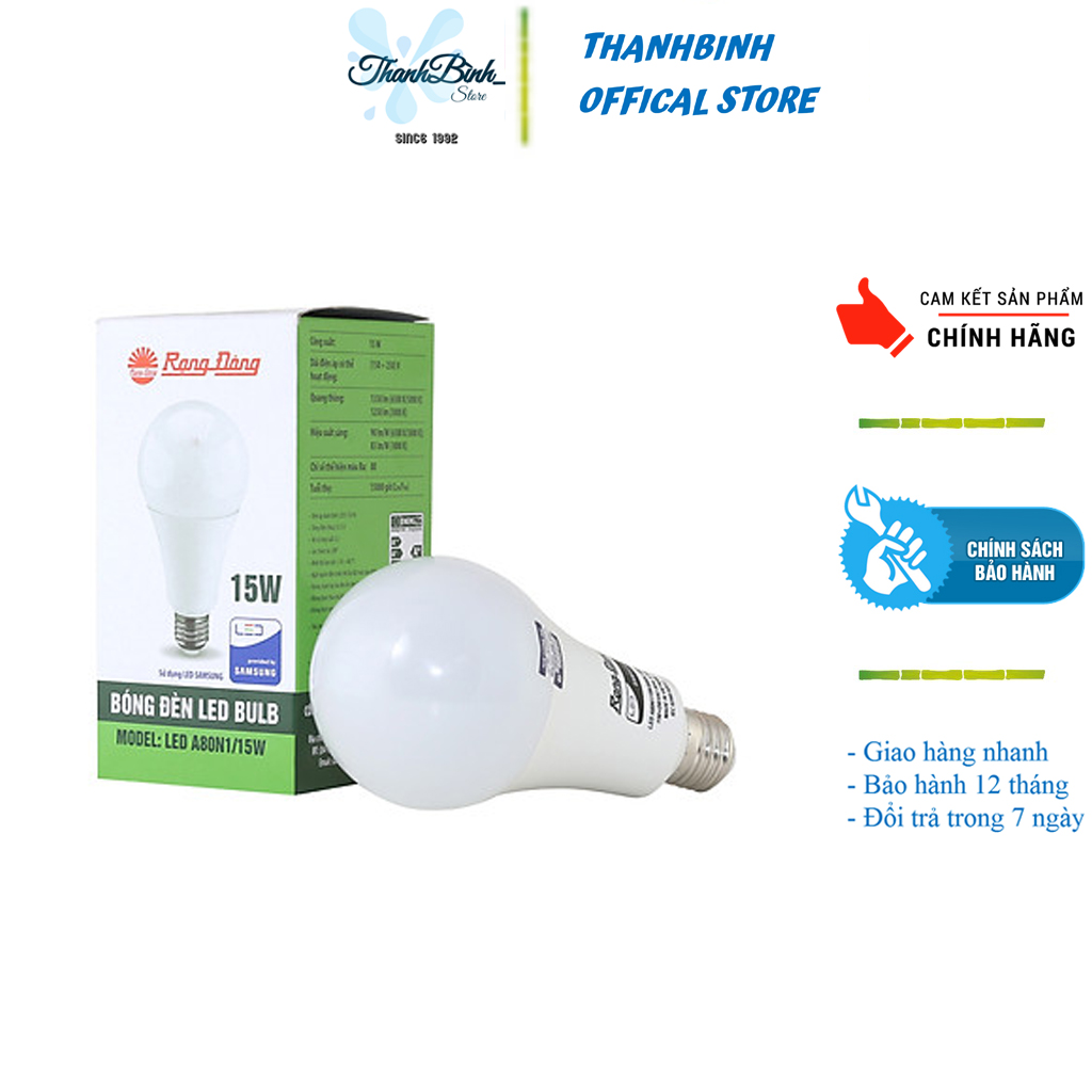 Bóng đèn led bulb rạng đông 15w- ánh sáng trắng