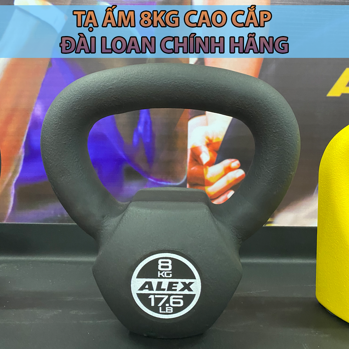 [ẢNH THẬT+VIDEO] Tạ Ấm Kettlebell 8Kg ALEX Cao Cấp, Gang Nguyên Khối Sơn Tĩnh Điện, Tạ Bình Vôi Tập Gym Squat