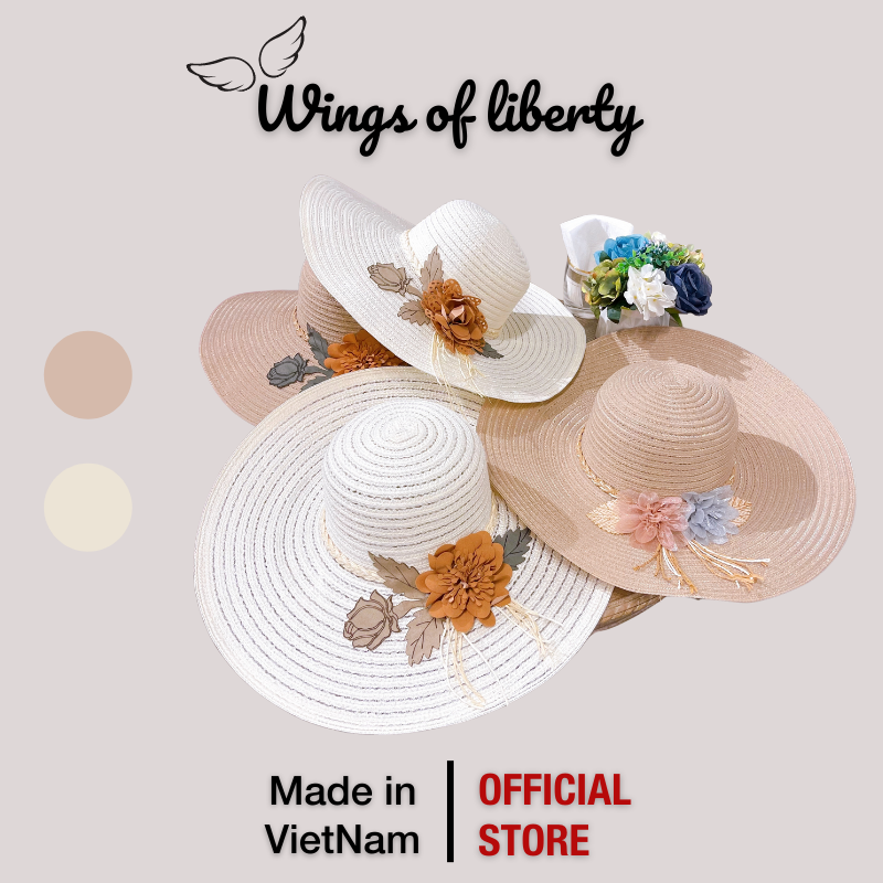 Mũ cói vành rộng - mũ nàng thơ wings03