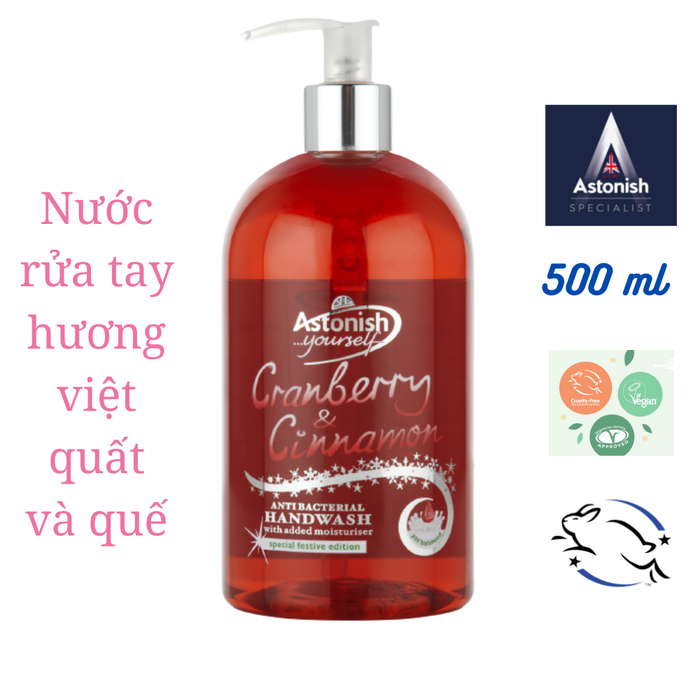 Nước rửa tay thảo dược nam việt quất & quế Astonish C4650 500ml