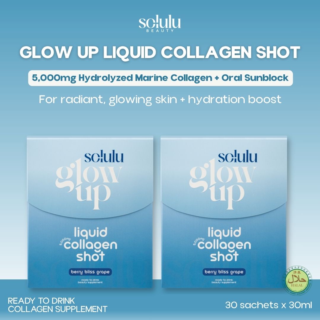Solulu Glow Up Liquid Collagen Shot + Oral Sunblock | 15 sachets per pack