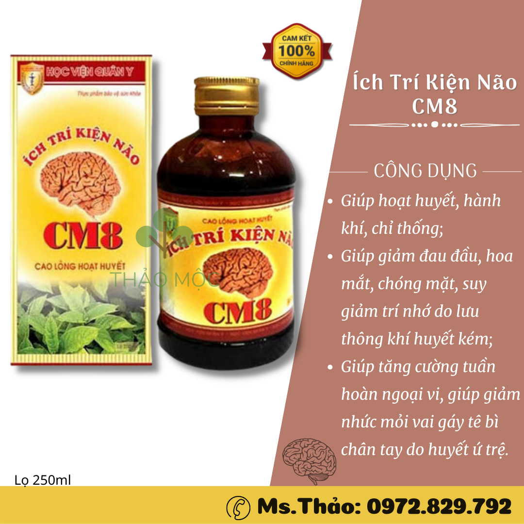 Cao Lỏng [ Hoạt Huyết ] Ích Trí Kiện Não CM8 Học viện Quân Y - Thiểu năng tuần hoàn não