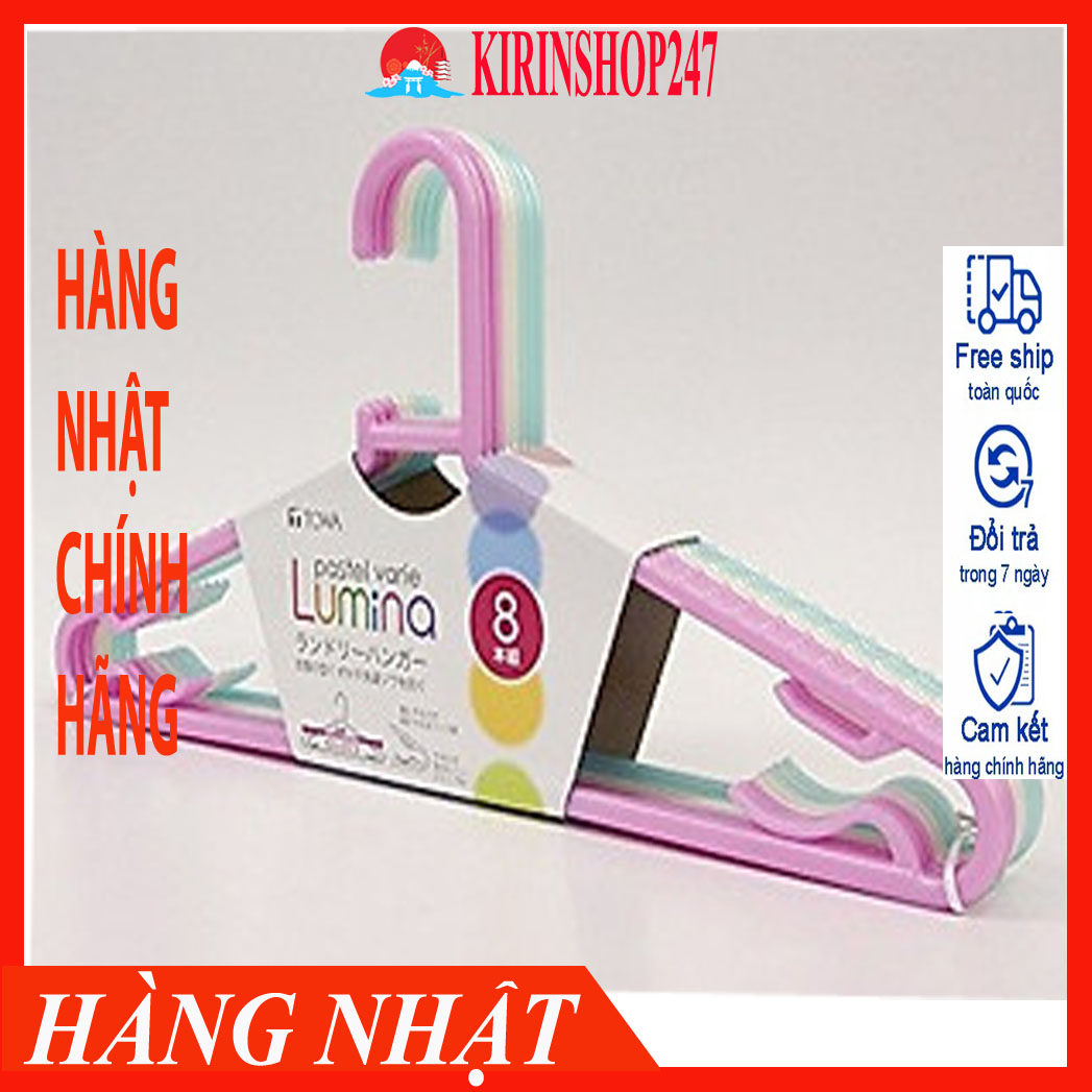 Set 8 móc phơi quần áo cao cấp (xanh, hồng) - Hàng Nhật