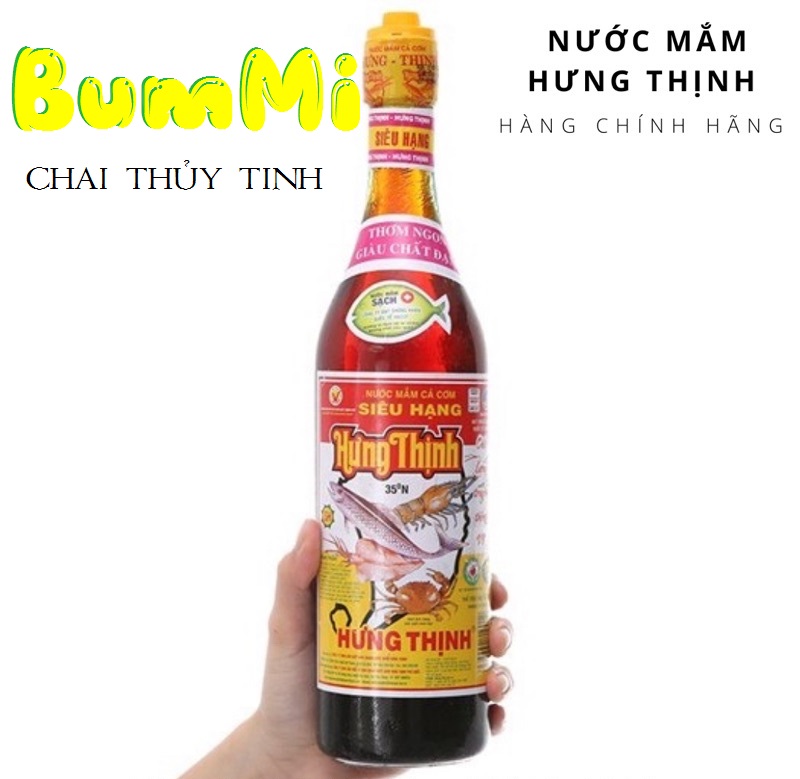 Nước mắm Hưng Thịnh chai thủy tinh 35 độ đạm 620ml