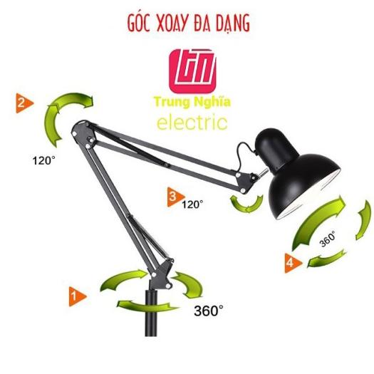 ĐÈN BÀN HỌC KỸ SƯ KẸP BÀN PIXAR | CHÓA ĐÈN 16CM CAO CẤP