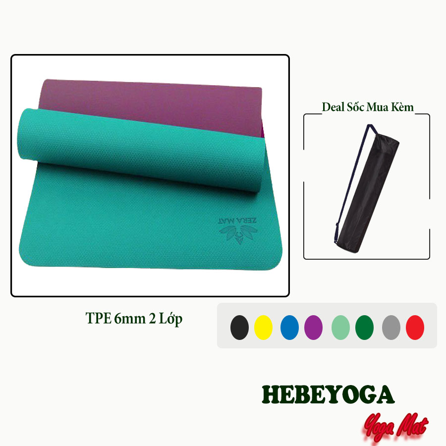 Thảm tập yoga zera mat hebeyoga 6mm 2 lớp cao cấp hàng việt nam