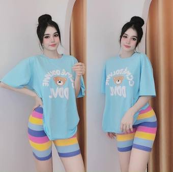 Set cầu vòng bộ đồ lửng chất thun cotton form rộng bigsize