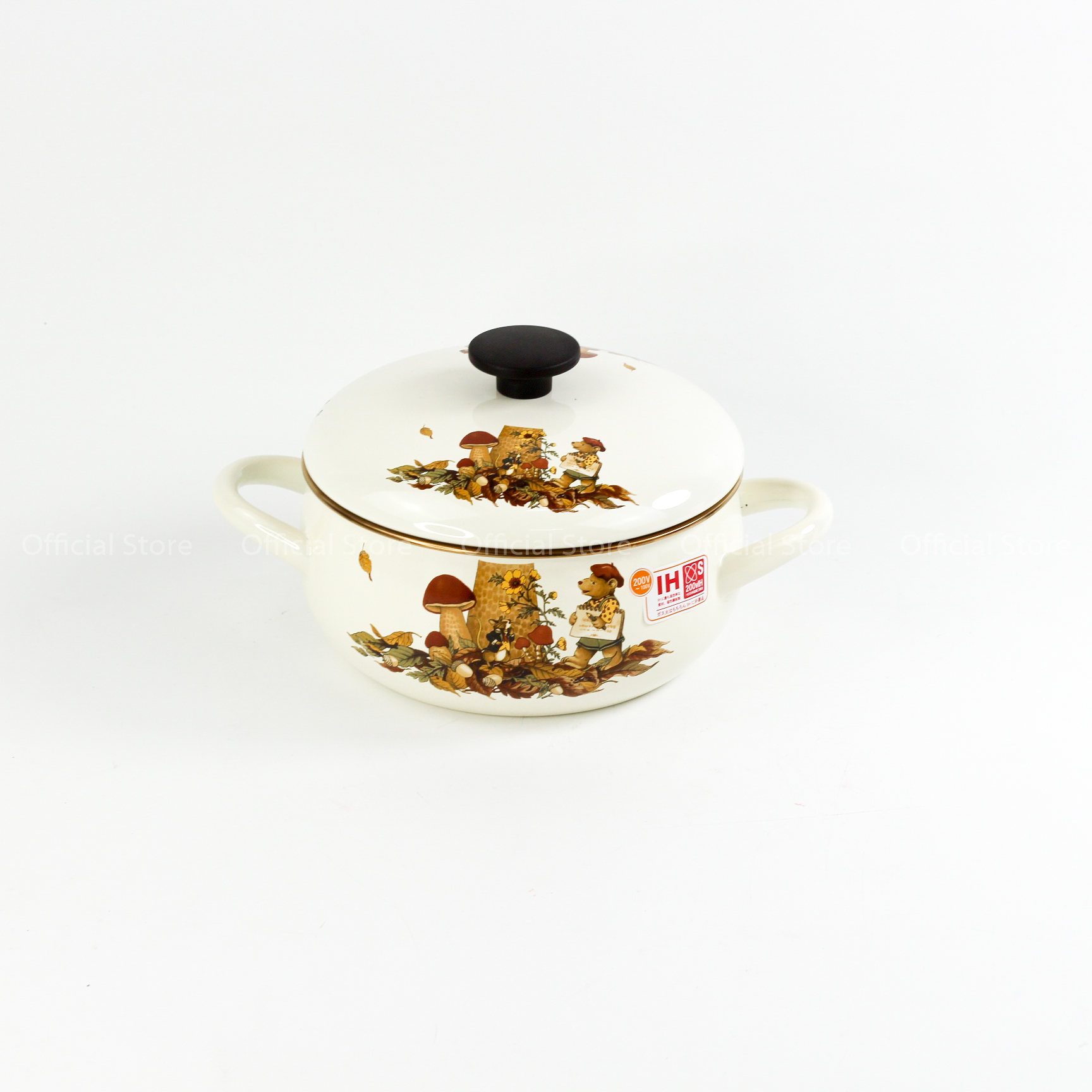 Nồi tráng men cao cấp Nhật Bản Fujihoro FTCV-20DW - Họa tiết Con Gấu - Dung tích 3.9L - Công nghệ từ Nhật Bản - Bảo hành 2 năm - Hàng chính hãng