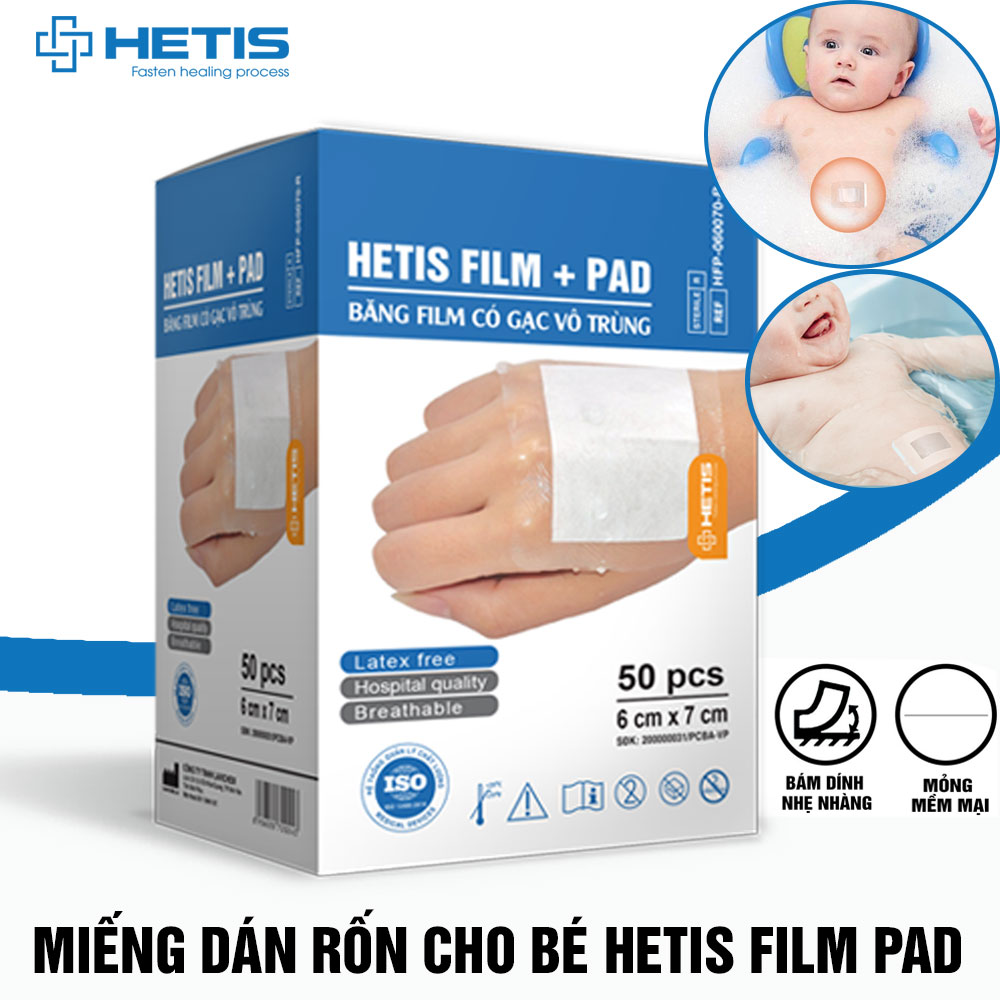 Set 10 miếng Gạc chống thấm nước bảo vệ rốn em bé HETIS FILM PAD HFP6070