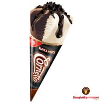 Kem Wall's ốc quế socola đen trắng Cornetto Classic Black & White 110ml