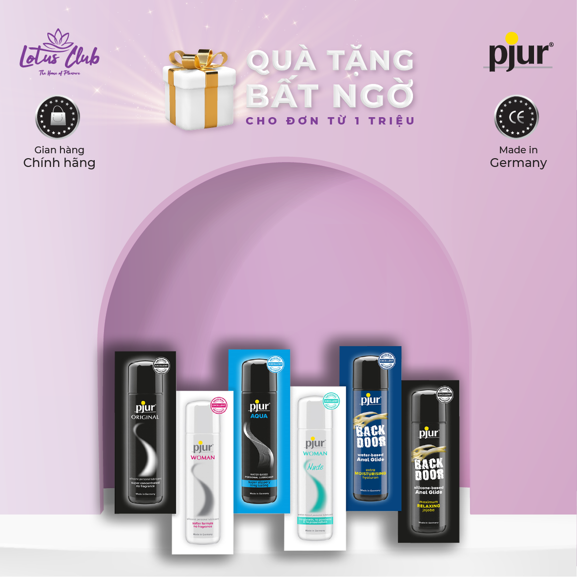 Combo dùng thử 5 sản phẩm gel bôi trơn pjur bất kỳ