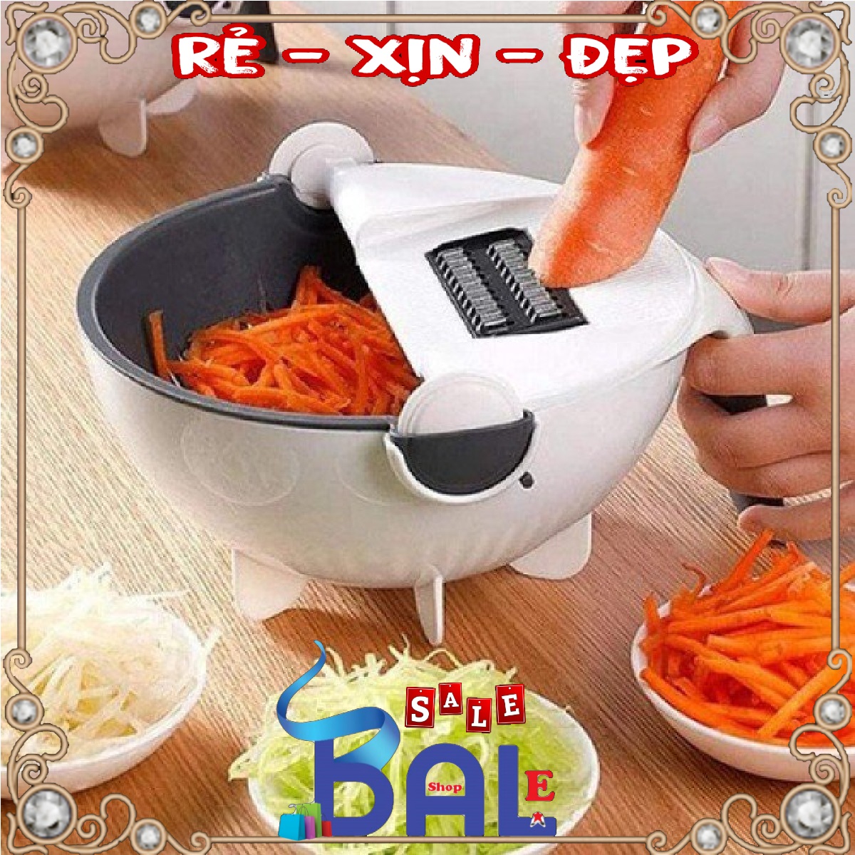 Dụng cụ nạo rau củ quả 9in1 Wet Basket - Bàn nạo, bào rau củ quả đa năng có rổ đựng tiện dụng - Bào rau củ quả 9 lưỡi
