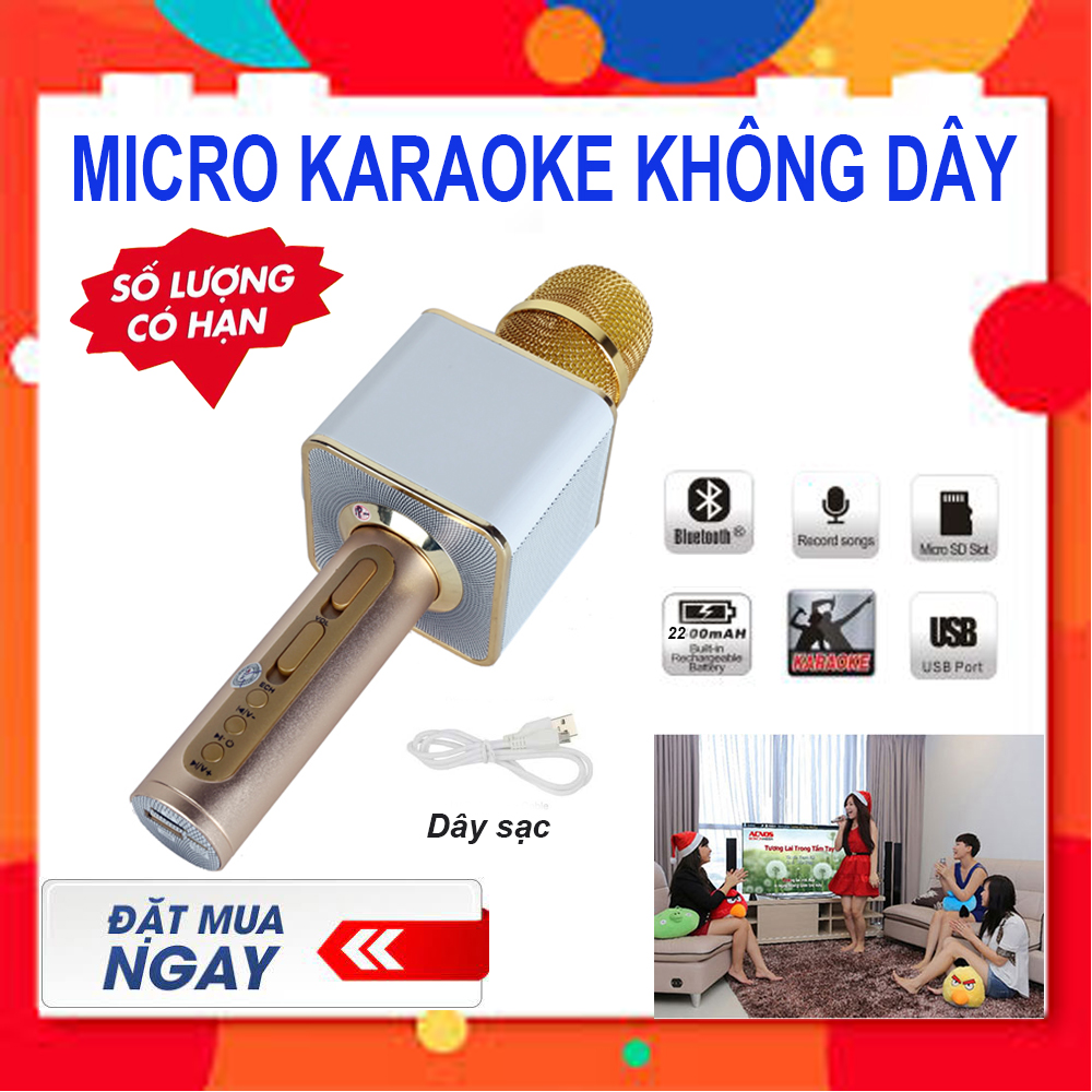 Micro Karaoke Không Dây, Micro Karaoke Kèm Loa Bluetooth, Micro Không Dây Kết Nối Loa Bluetooth. Micro kèm loa 3 trong 1, âm thanh cực chất, kết nối Bluetooth không dây. GIẢM GIÁ SỐC