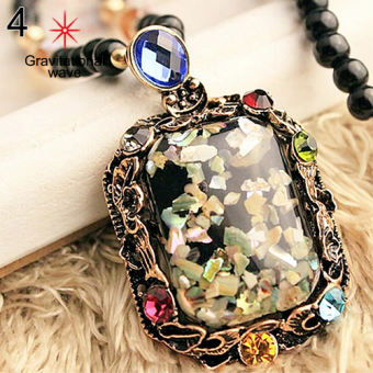 Sóng Hấp Dẫn Vỏ Đầy Màu Sắc Faux Opal Tuyên Bố Bib Mặt Dây Chuyền Vòng Cổ Áo Len Chuỗi Quà Tặng