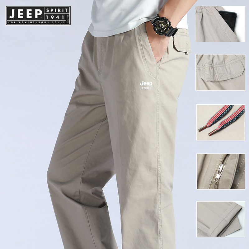 JEEP SPIRIT 1941 ESTD 2022 Men's Trousers Casual Pants Summer Thin Loose Straight Leg Large Size Fashion Wild Spring and Autumn Outdoor Free Shopping