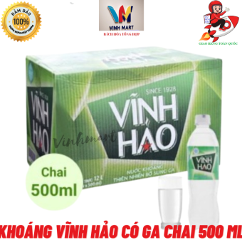Nước Khoáng Vĩnh Hảo Có Ga 1 Thùng 24 Chai 500 Ml