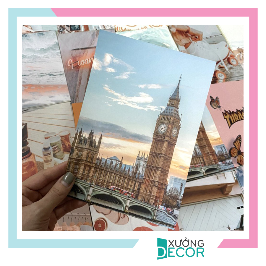 Ảnh trang trí phòng ngủ postcard decor vintage dán tường wall collage