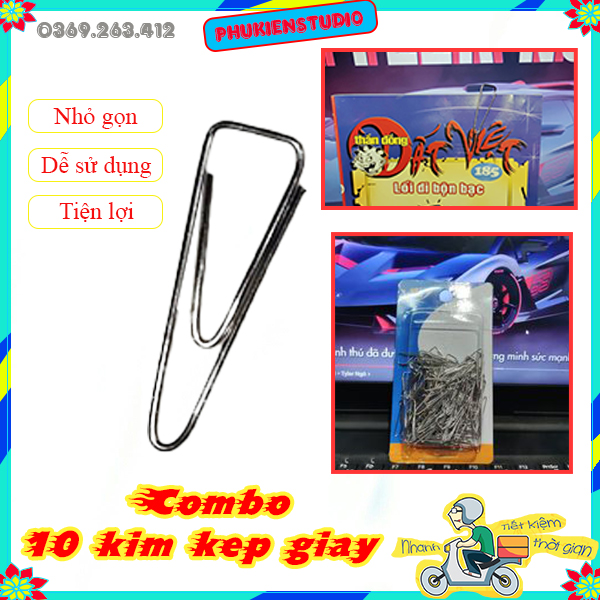 Combo 10 kẹp giấy chất liệu hợp kim kim loại không han không gỉ nhỏ gọn, tiện dụng cho học sinh ,sinh viên, văn phòng