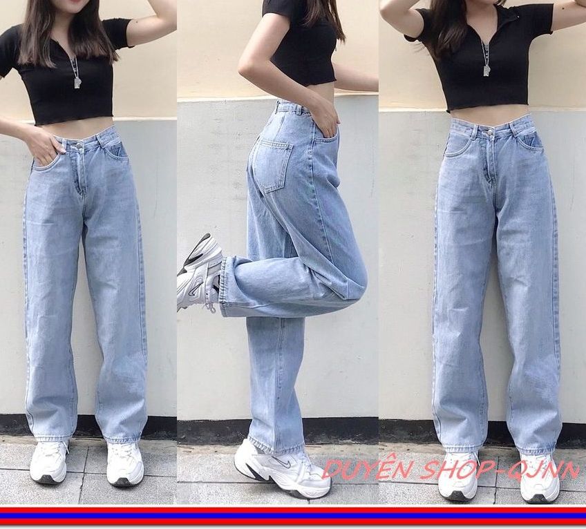 Quần jean nữ ỐNG SUÔN DÀI xanh ( đậm - nhạt ) quần BÒ ống suông cực đẹp SBG-67