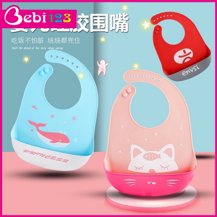 [HCM] Yếm ăn dặm silicon siêu nhẹ chống dính cho bé