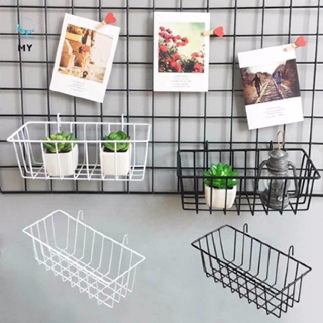 Khung lưới sắt trang trí phòng treo phụ kiện, khung lưới decor treo tường, khung lưới sắt lắp ghép tặng kèm đinh 3 chân treo tường bán lẻ