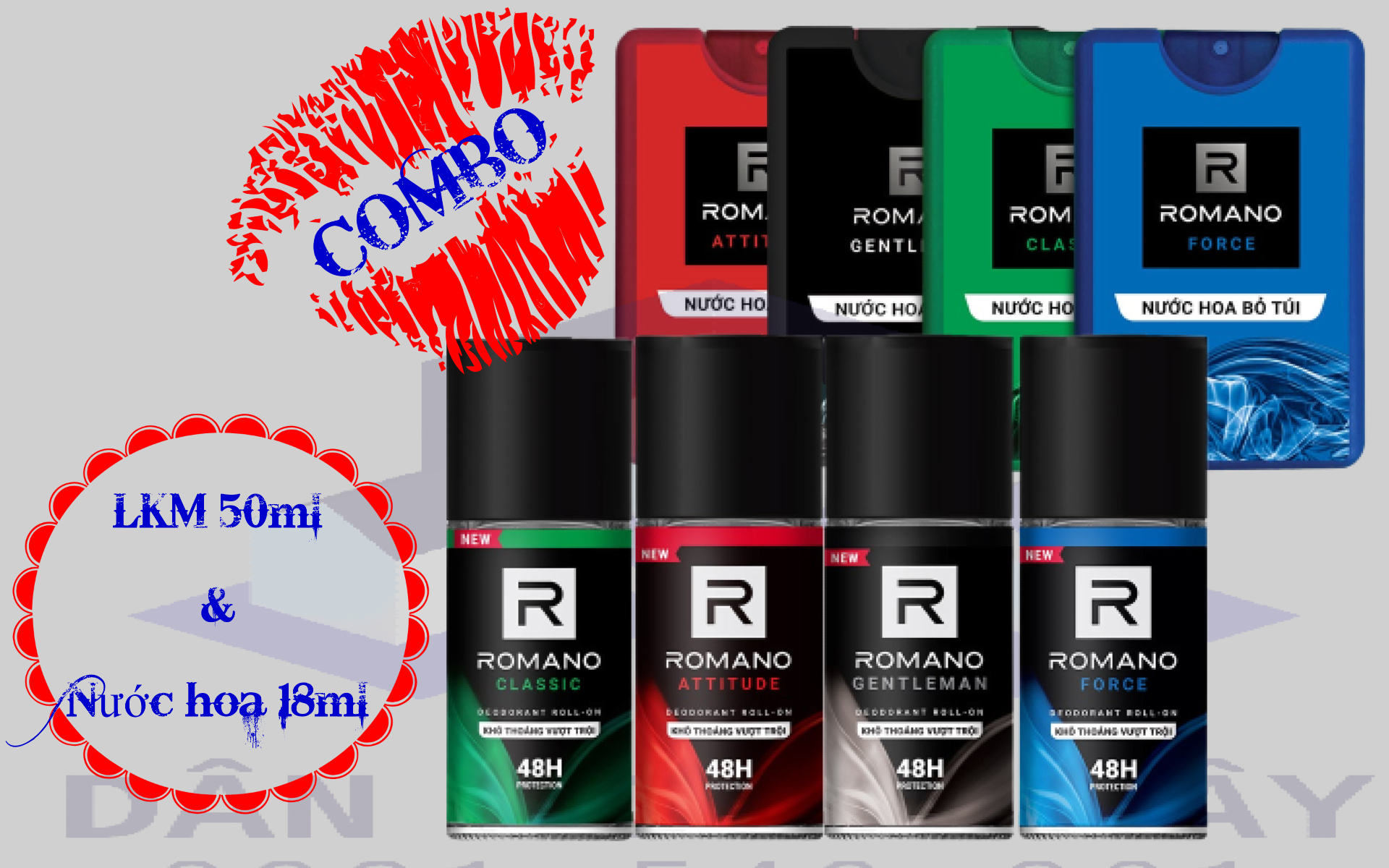 Lăn khử mùi romano 50ml kèm nước hoa 18ml