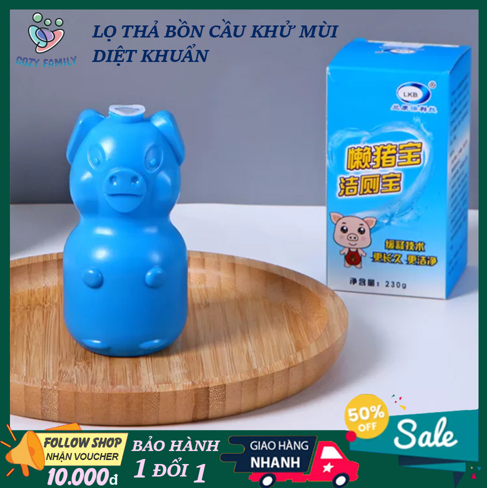 Lọ thả bồn cầu hình con lợn xanh khử mùi hôi, diệt khuẩn giúp không gian vệ sinh sạch sẽ, thoáng mát