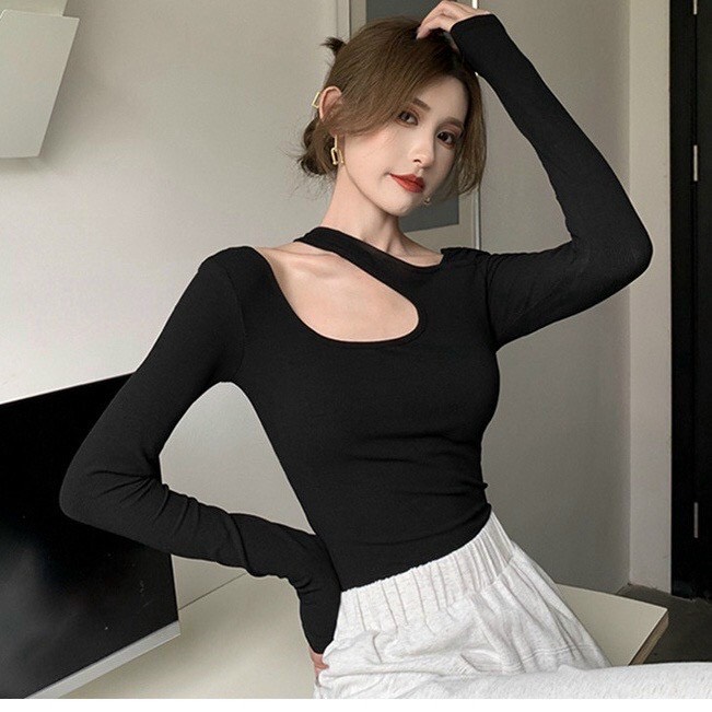 Áo kiểu rút dây hai bên khoét ngực chất thun bozip cực xinh