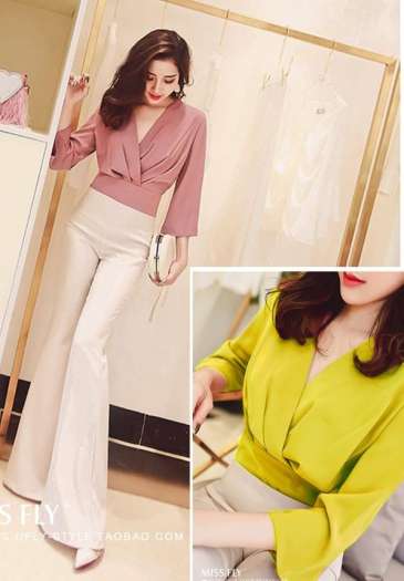 Áo kiểu xếp ly bó eo kèm ảnh thật