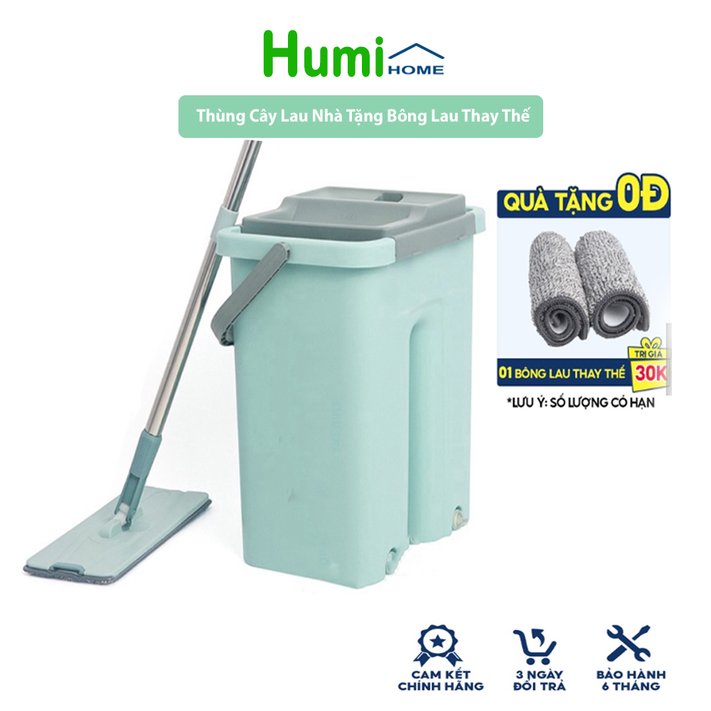 Bộ cây lau nhà size to chổi lau nhà tự vắt 360 độ tặng kèm 2 bông lau