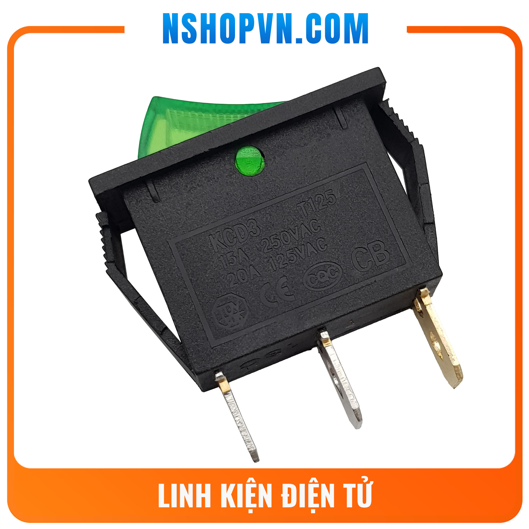 2 công tắc bập bênh có đèn kcd3-101n