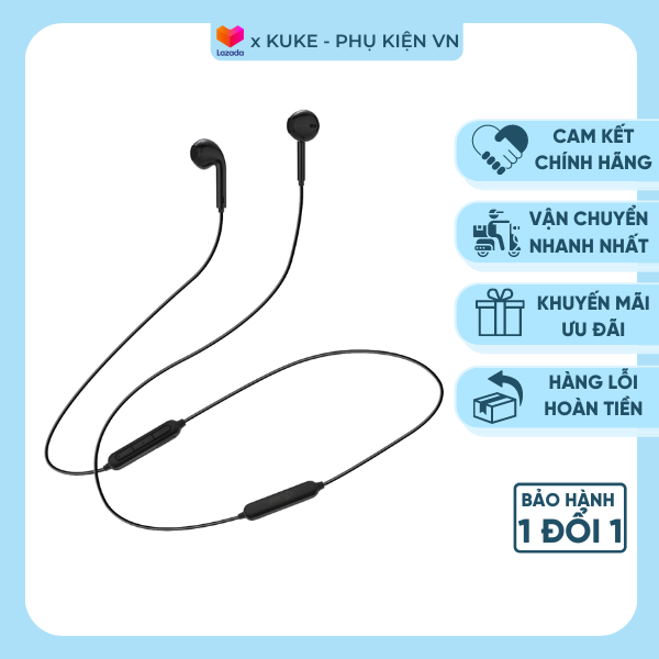 Tai nghe bluetooth có dây tai nghe bluetooth đeo cổ cá tính, âm thanh rõ ràng nghe êm tai - kuke s11