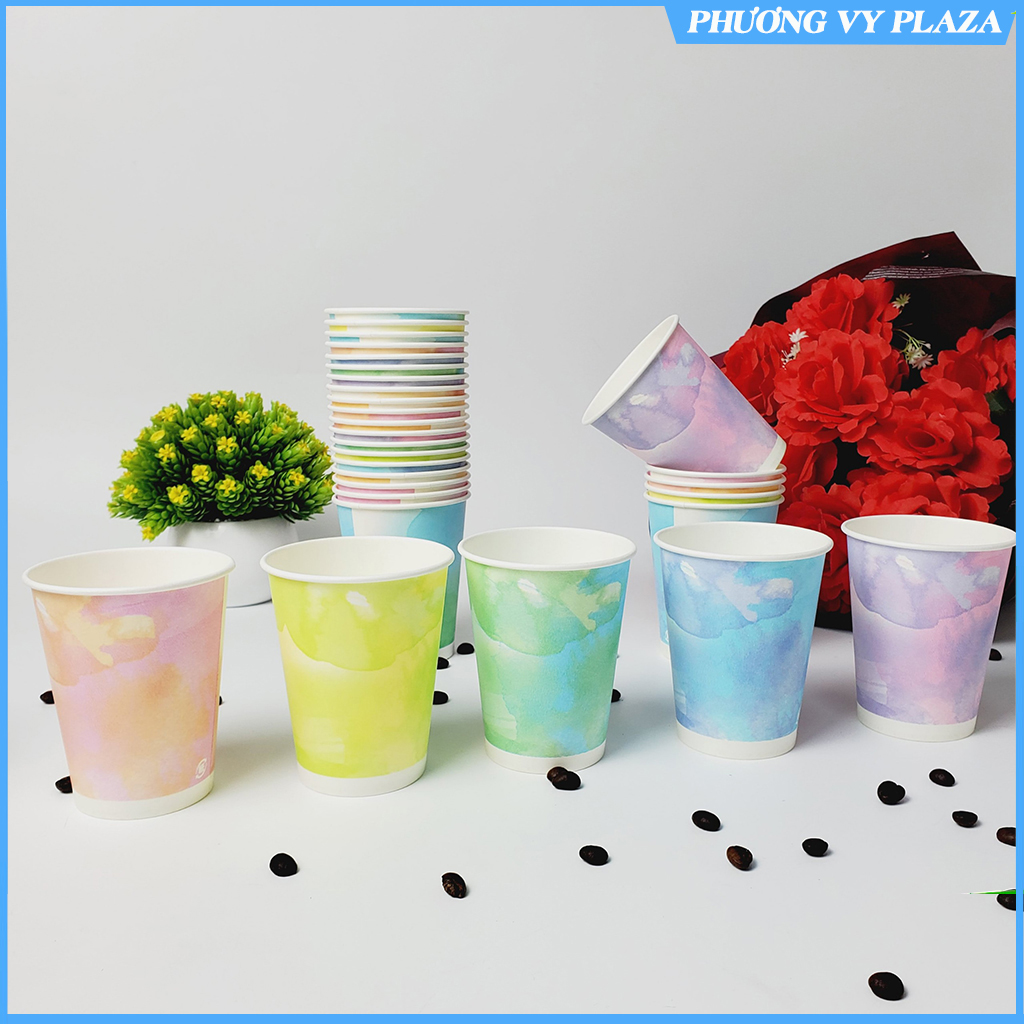 Set 50 chiếc cốc giấy cầu vồng 270ml siêu đẹp 9oz