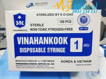 Bơm tiêm sử dụng 1 lần 1ml/cc 26G Vinahankook