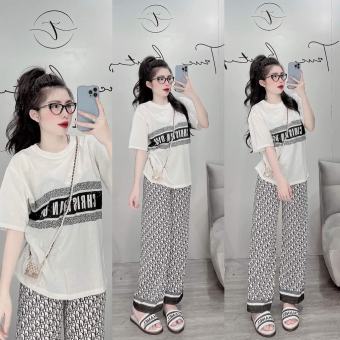 Set đồ bộ nữ tay ngắn quần dài ống rộng họa tiết đẹp Gugumi