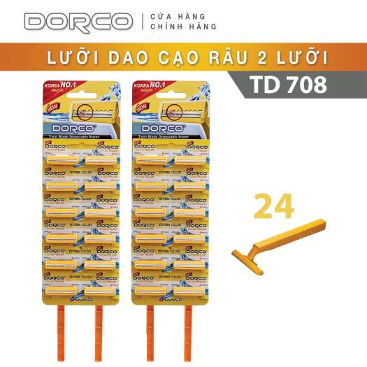 Bộ 02 Set Dao cạo râu 2 lưỡi DORCO TD 708 Vỉ 12 dao cạo