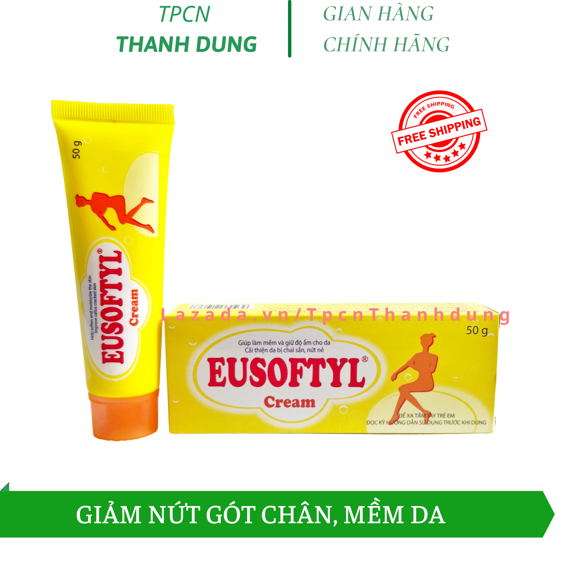 Kem bôi nứt gót chân Eusoftyl Cream 50g dưỡng ẩm giúp làm mềm da, cải thiện chai sần, nứt nẻ gót chân, mờ vết rạn da