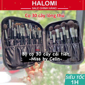Bộ cọ trang điểm Celin 30 cây lông thú chính hãng kèm bao da kèm quà tặng Celin